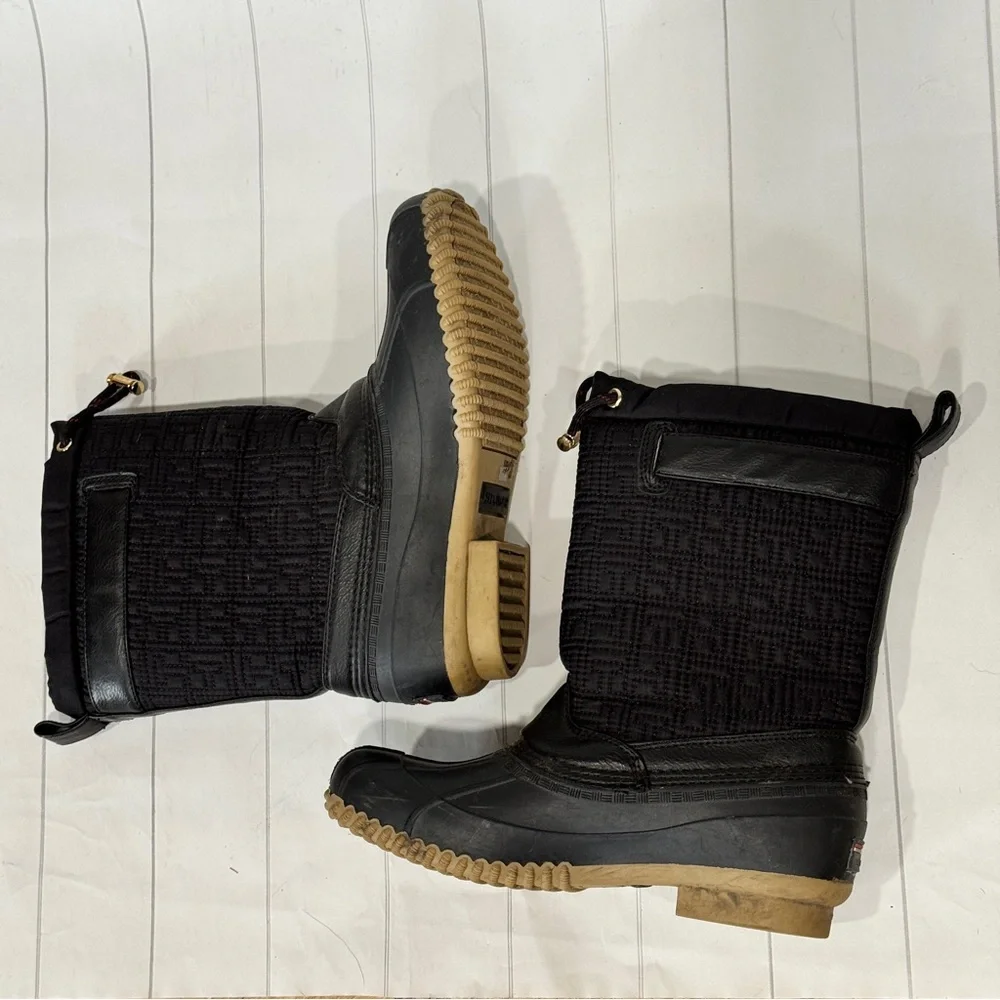 Vintage Y2K Tommy Hilfiger Black Quilted Rain Duck Boots‎ Preppy Chic Utility 7M